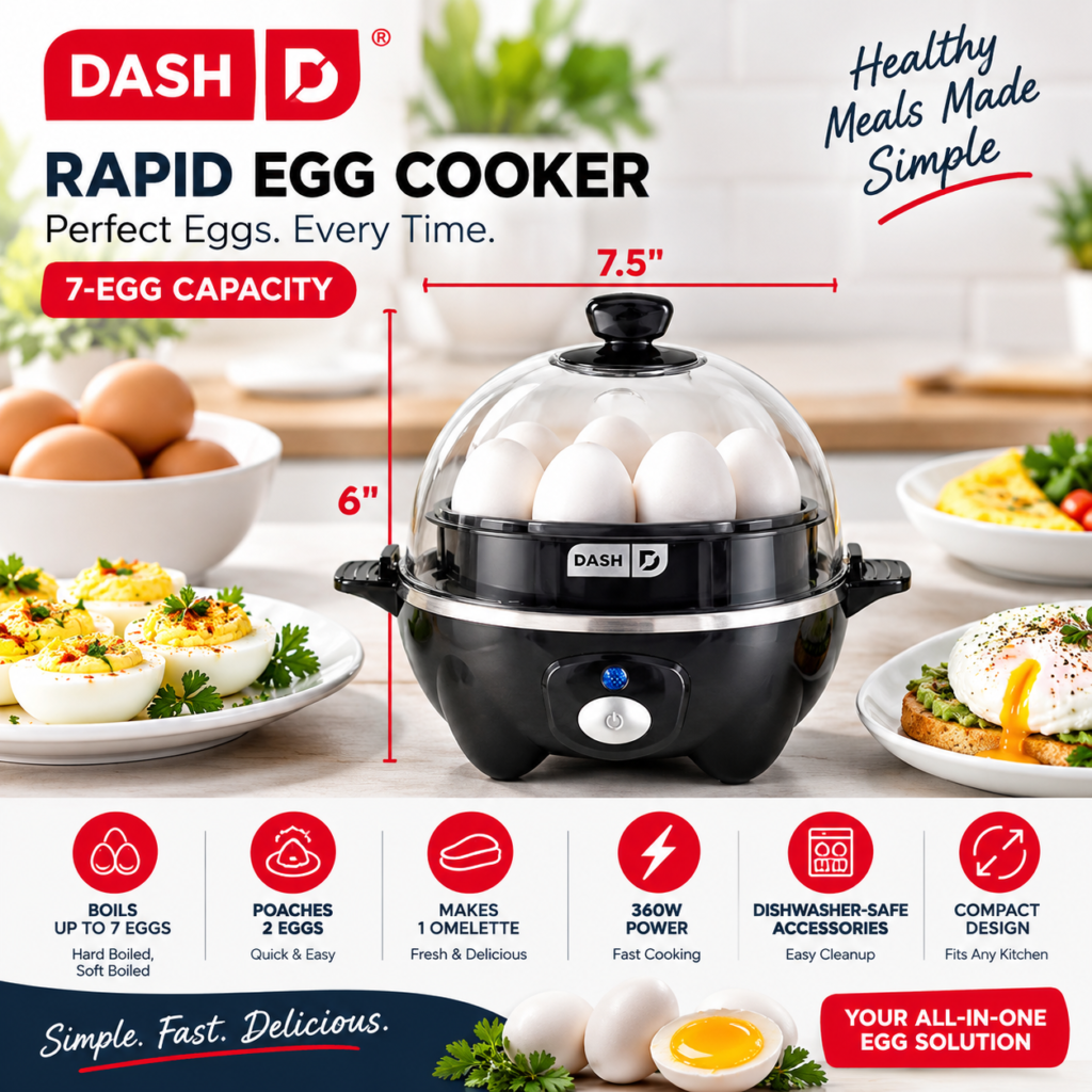 Dash Rapid Egg Cooker black 7-egg electric kitchen appliance