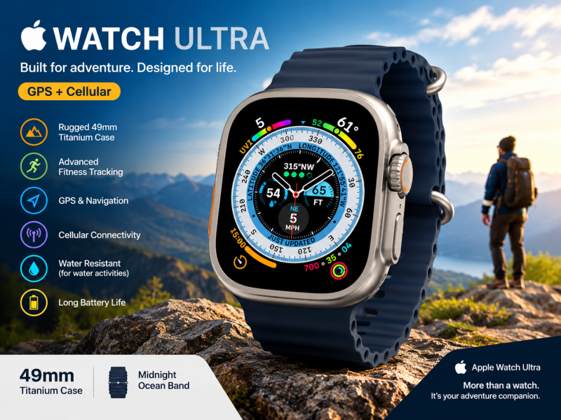 Apple Watch Ultra 49mm titanium GPS Cellular with Midnight Ocean Band