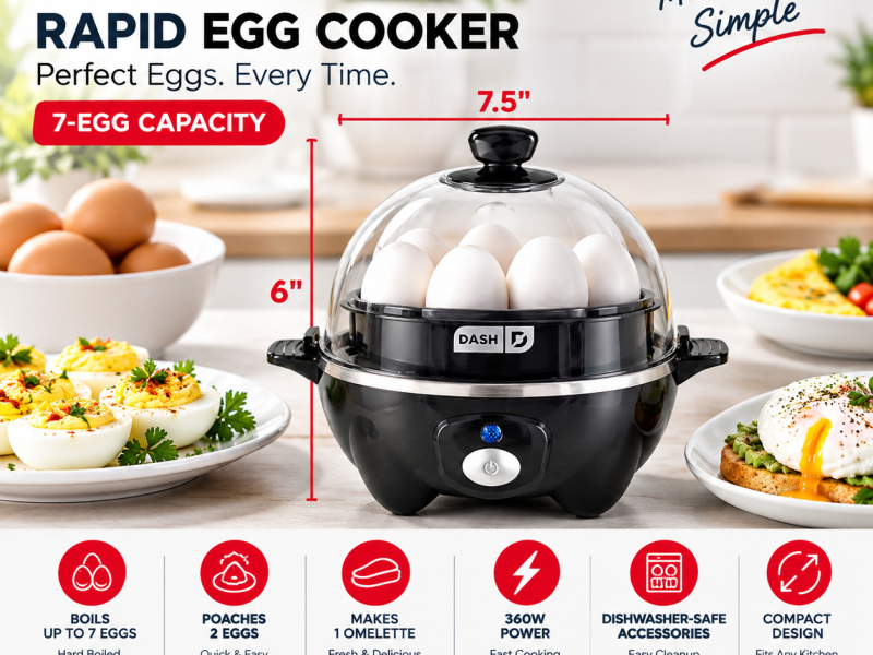 Dash Rapid Egg Cooker black 7-egg electric kitchen appliance